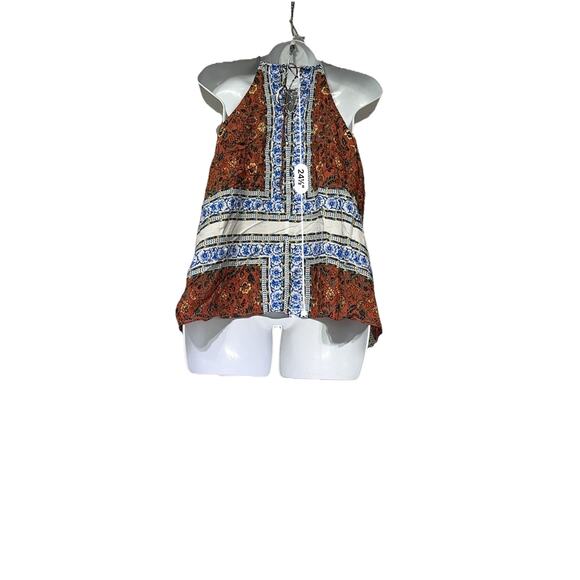 line and dot patchwork Floral halter top Size M - Picture 4 of 7